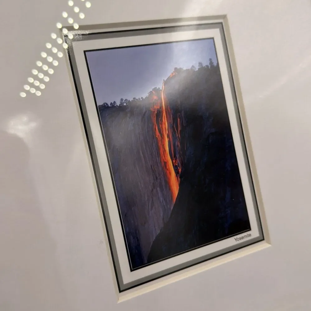 Yosemite Firefall Framed Photo Print Matted Black Frame 15.5x12.5 Wall Decor